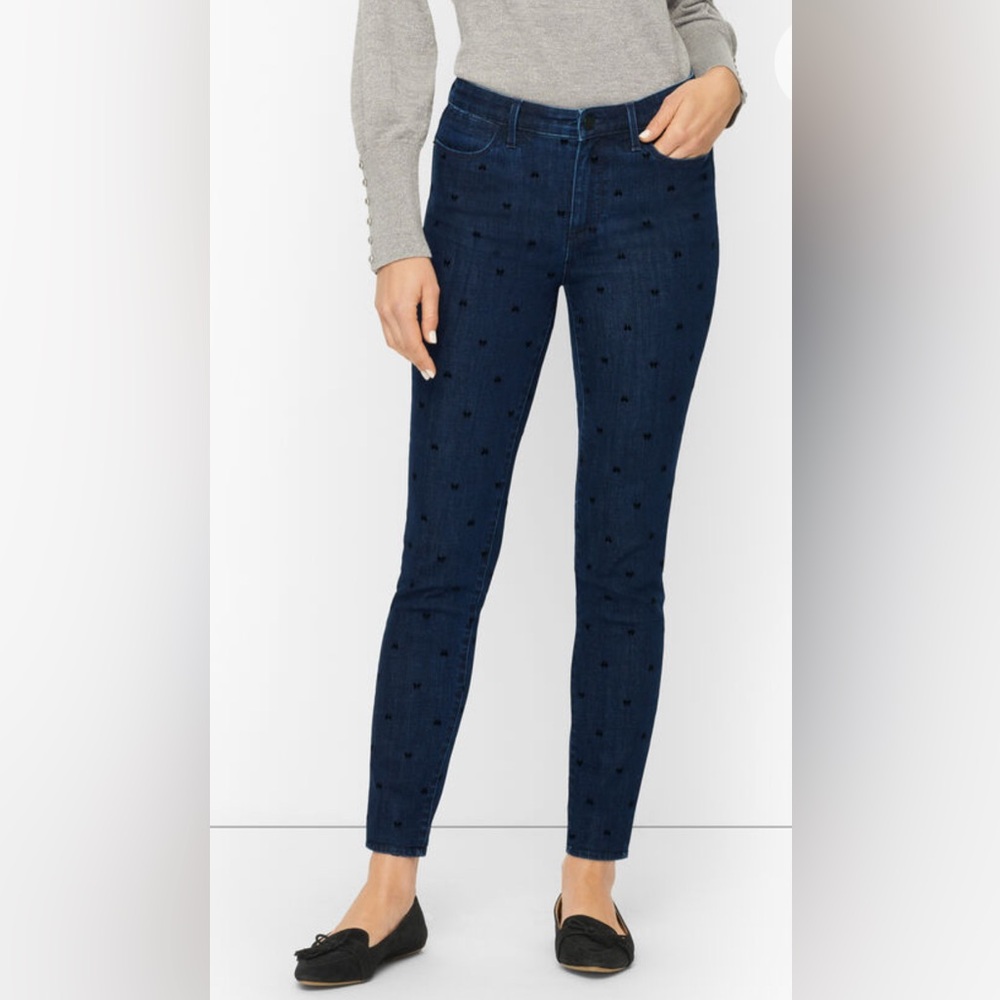 Talbots Bow Detail Dark Blue Denim Wash Jeggings, size 14